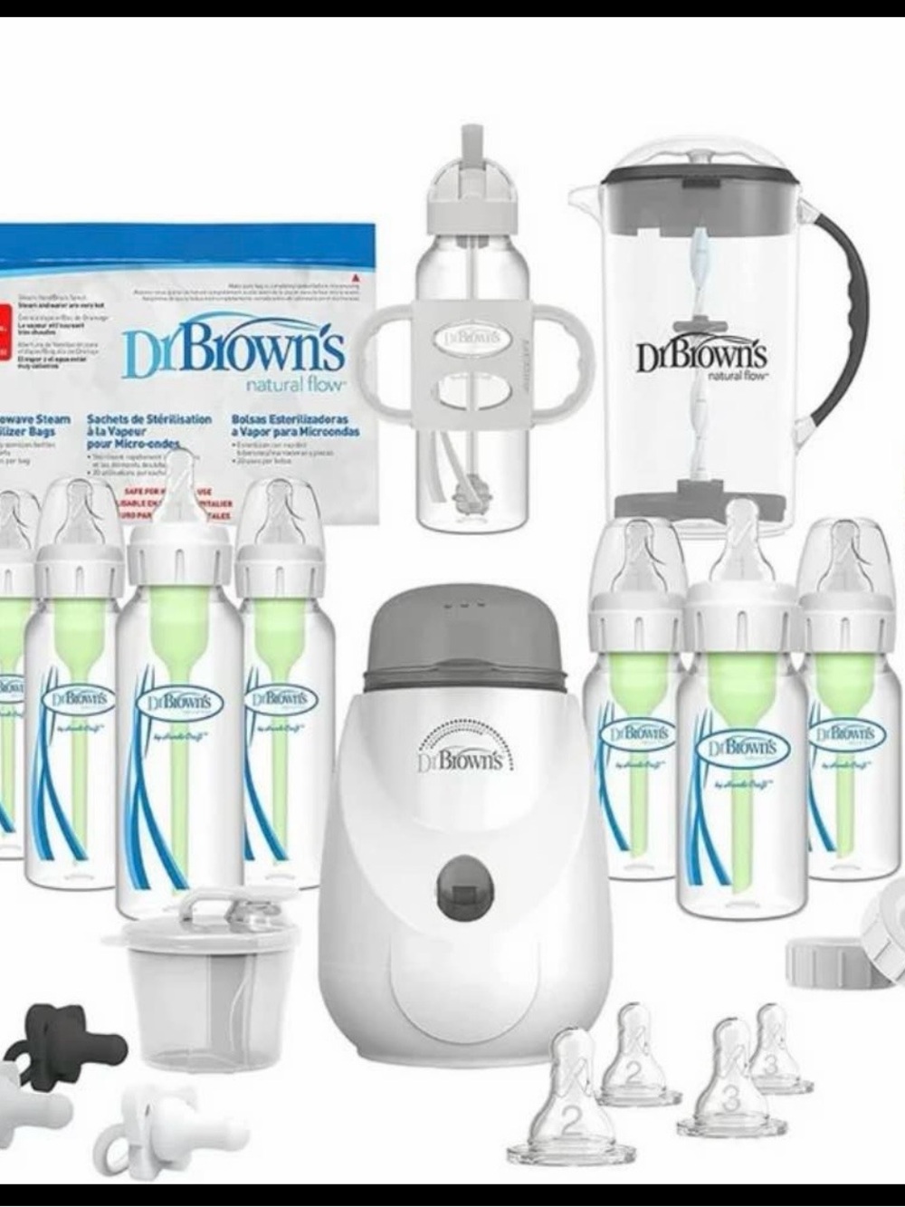 Dr. Brown's Baby Bottle Feeding Starter Set - White/Green Accents